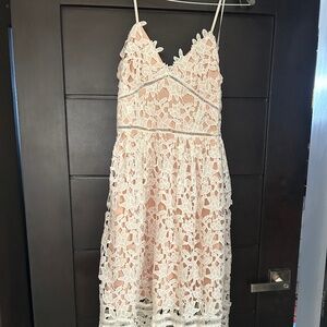 white lace coctel midi dress